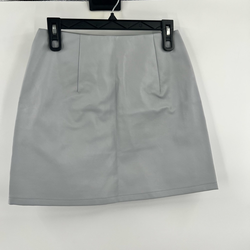 Grey faux leather skater skirt size M